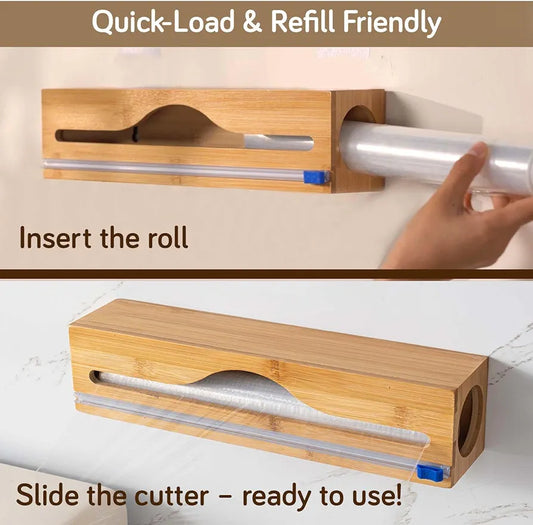 BAMBOO FOOD WRAP DISPENSER W/CUTTER