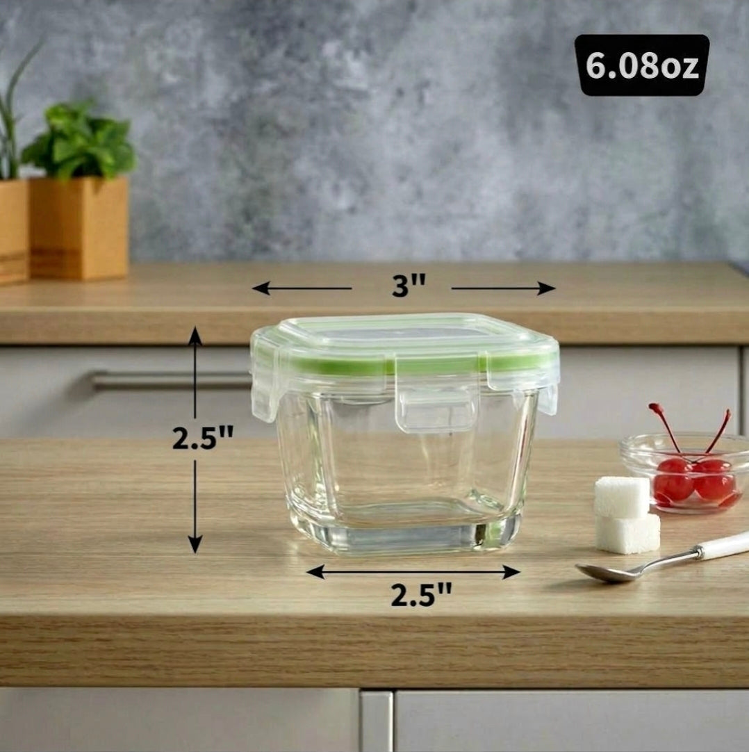 MINI AIRTIGHT GLASS CONTAINER SQUARE 6.08oz