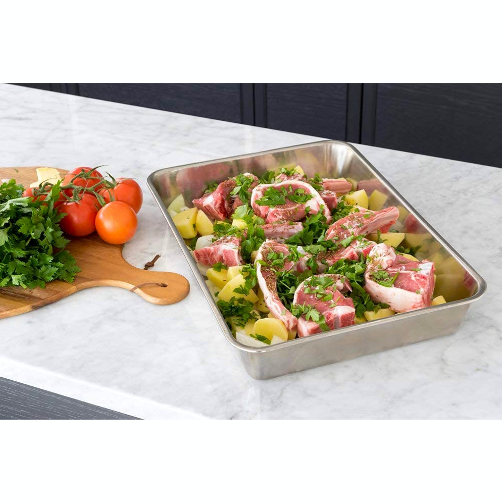 STAINLESS STEEL BAKING PAN SILVER 35CM