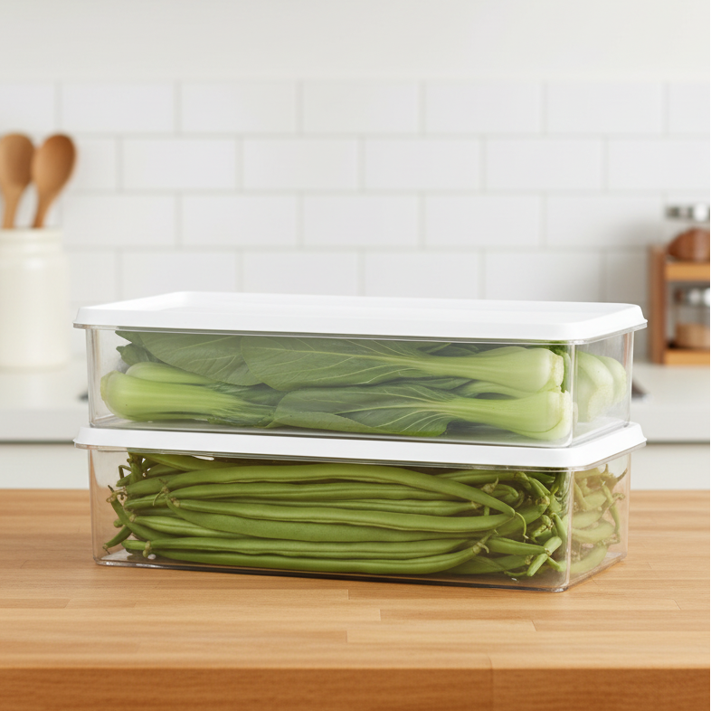 ACRYLIC FOOD STORAGE CONTAINER W/WHT LID SLIM