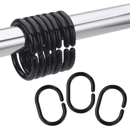 12PK PLASTIC SHOWER CURTAIN HOOKS