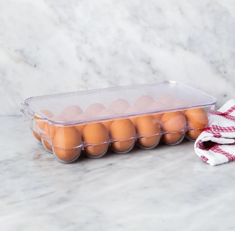 ACRYLIC 18CT EGG HOLDER W/LID
