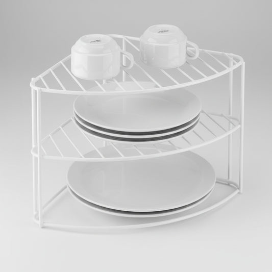 2 TIER CORNER PANTRY SHELF WHITE
