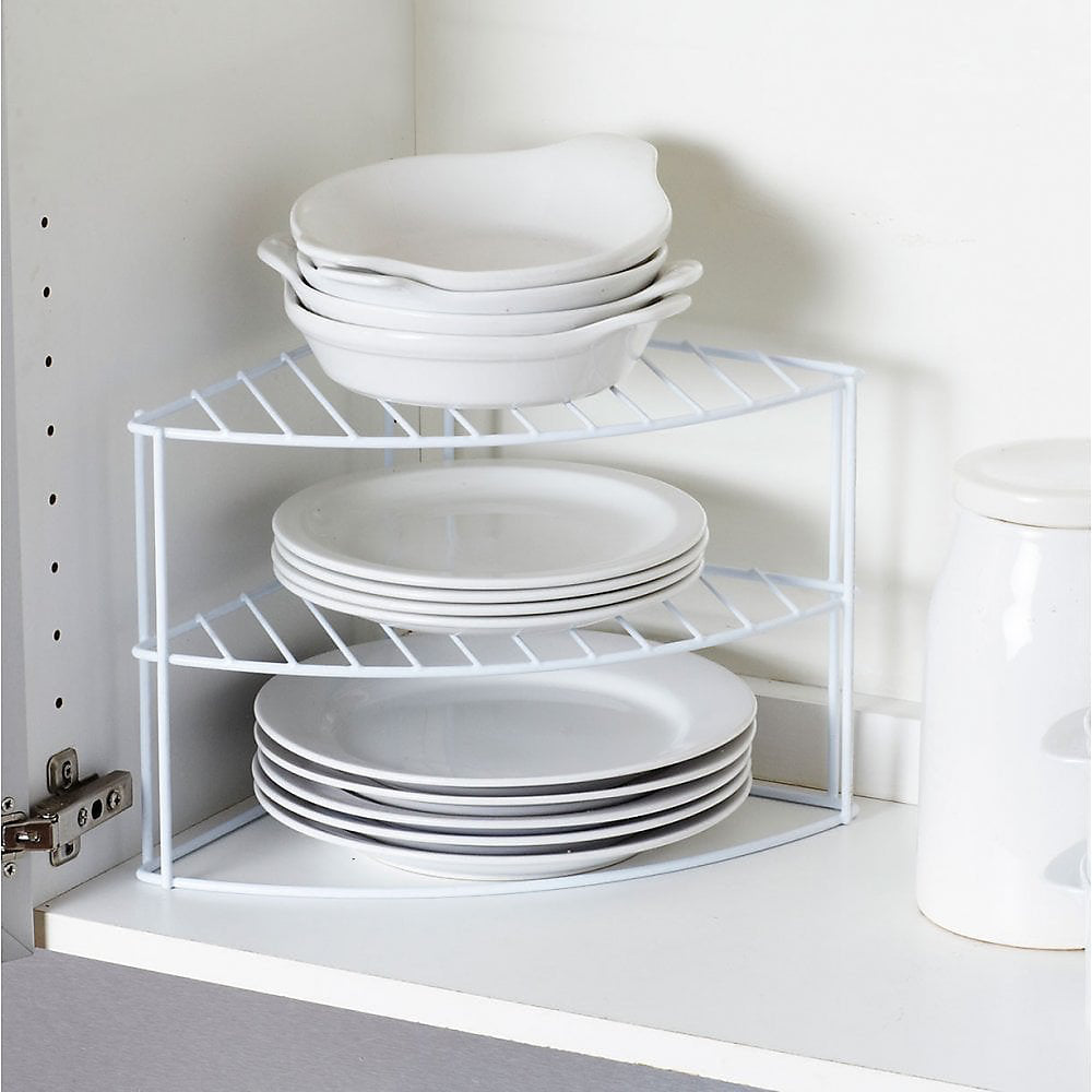 2 TIER CORNER PANTRY SHELF WHITE