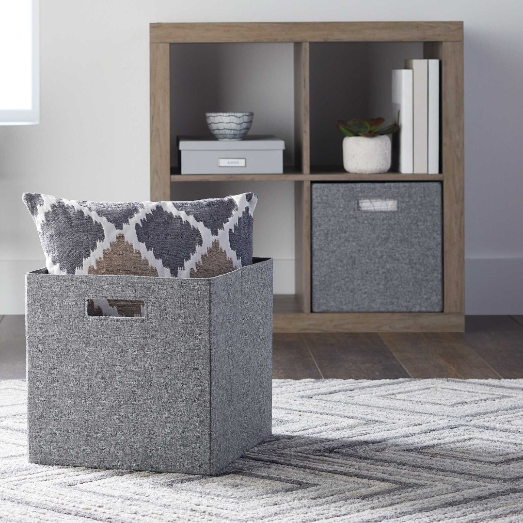 FABRIC STORAGE TOTE GREY