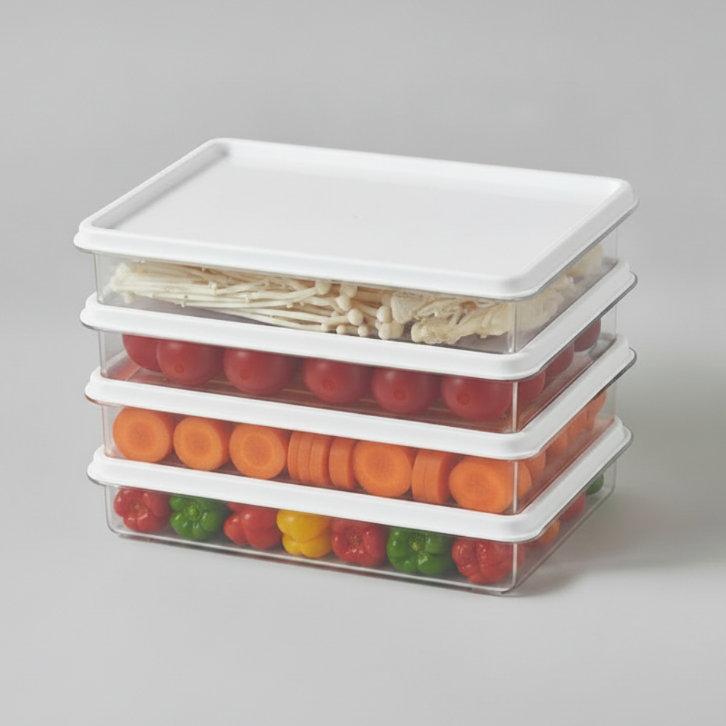 ACRYLIC FOOD STORAGE CONTAINER W/WHT LID LRG