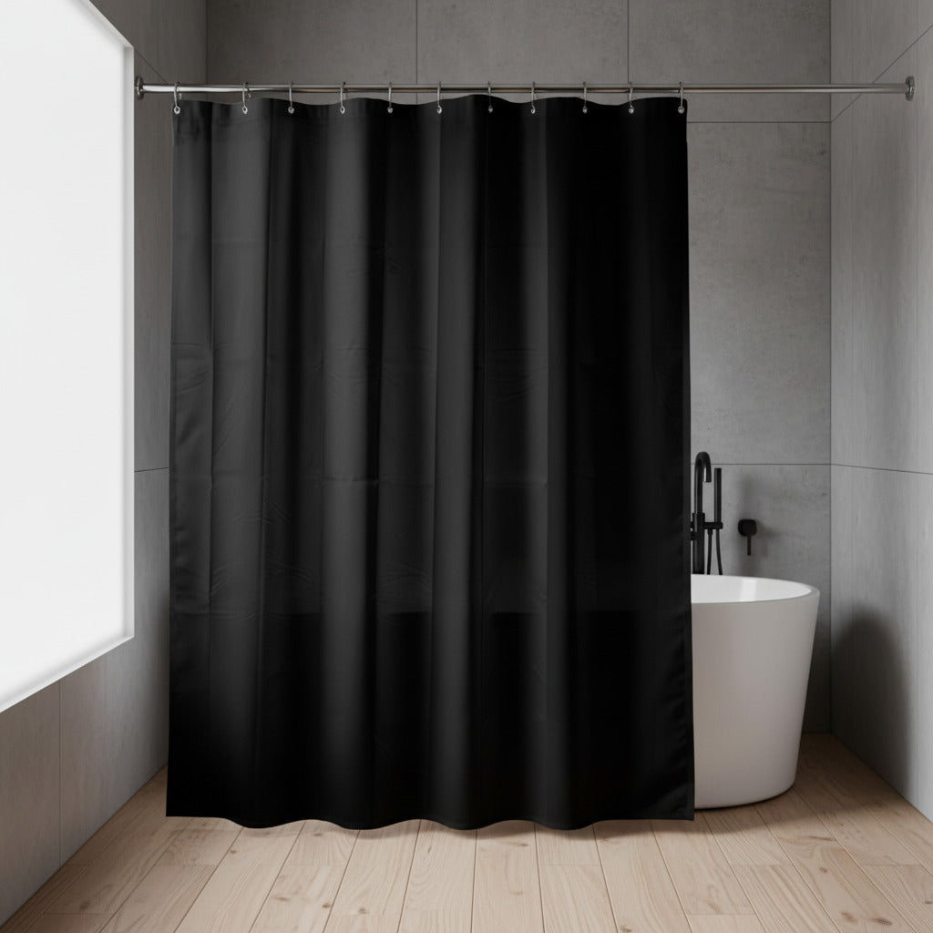 PLASTIC SHOWER CURTAIN SOLID BLACK