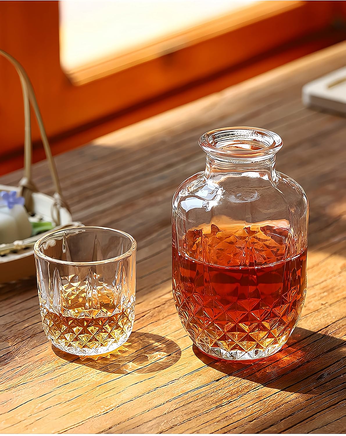 GLASS CARAFE & CUP SET
