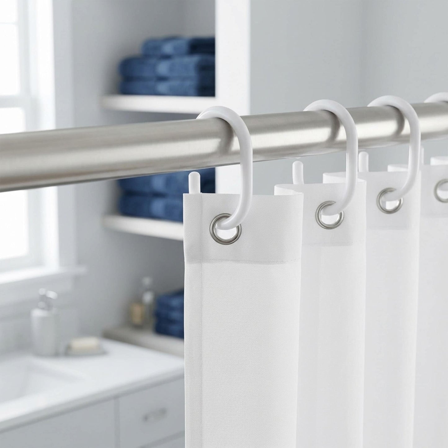 12PK PLASTIC SHOWER CURTAIN HOOKS