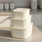 SET/3 PLASTIC KITCHEN STORAGE BOXES SQ RIBBED