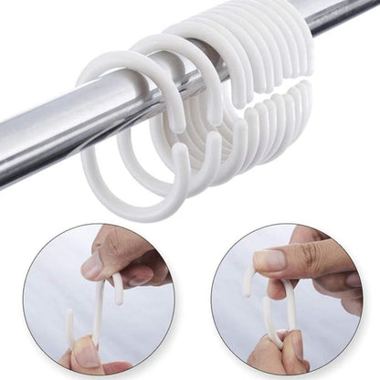 12PK PLASTIC SHOWER CURTAIN HOOKS