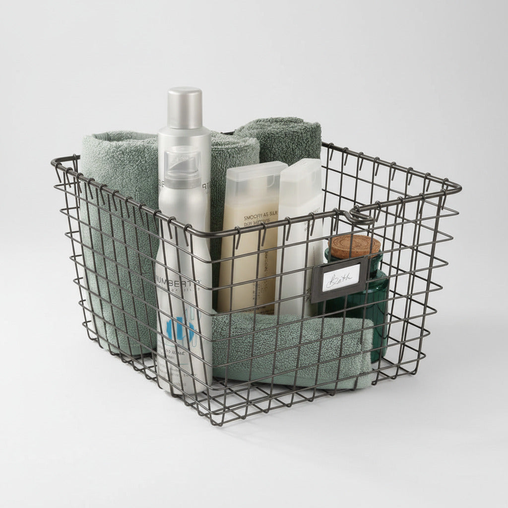 METAL STORAGE BASKET INDUSTRIAL GREY