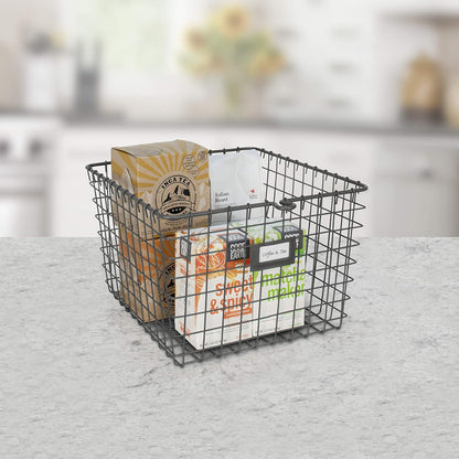 METAL STORAGE BASKET INDUSTRIAL GREY