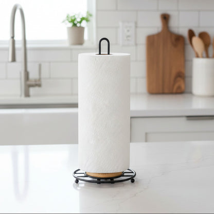 METAL PAPER TOWEL HOLDER BLACK/BAMBOO
