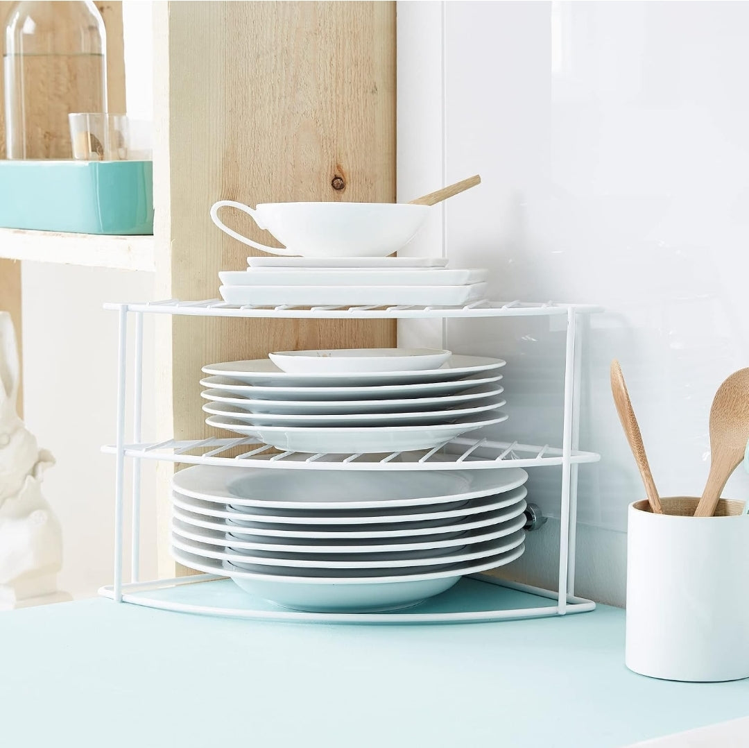 2 TIER CORNER PANTRY SHELF WHITE