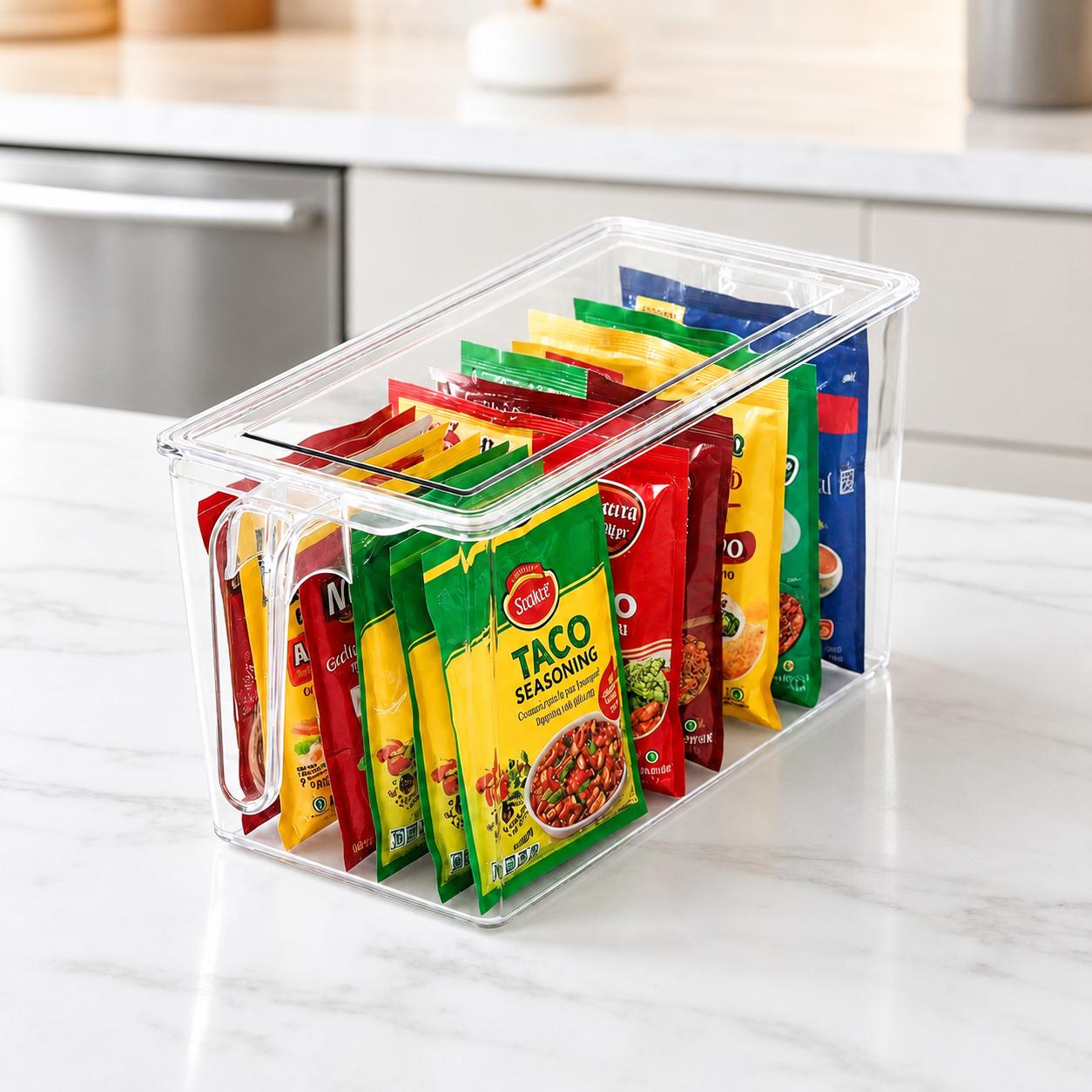 ACRYLIC STORAGE CONTAINER W/LID & HANDLE