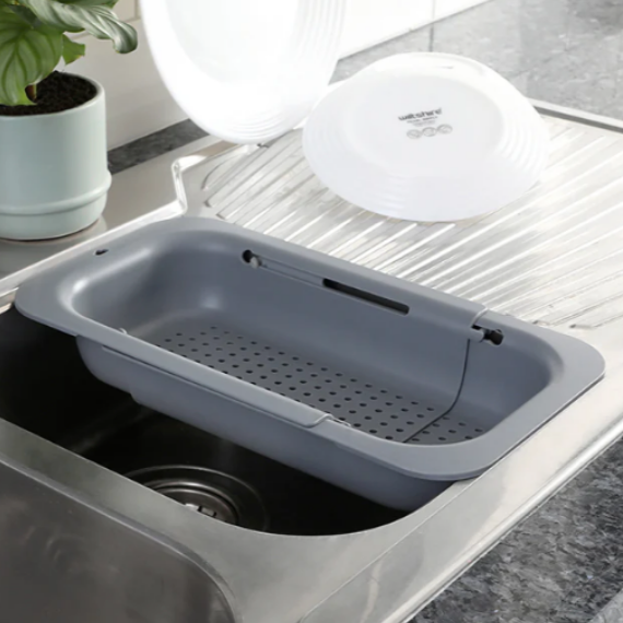 EXPANDABLE OVER SINK COLANDER GREY