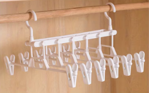 6 RACK PLASTIC PANT/SKIRT HANGER W/CLIPS