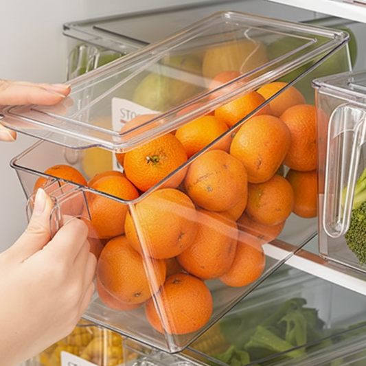 ACRYLIC FRIDGE/PANTRY STORAGE CONTAINER W/LID & HANDLE