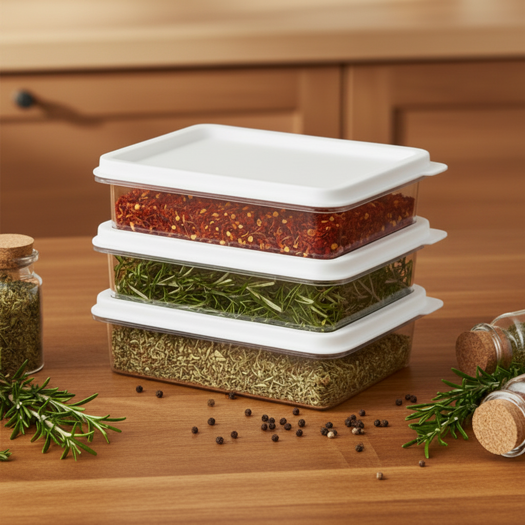 SET/3 PLASTIC STORAGE CONTAINER 300ML