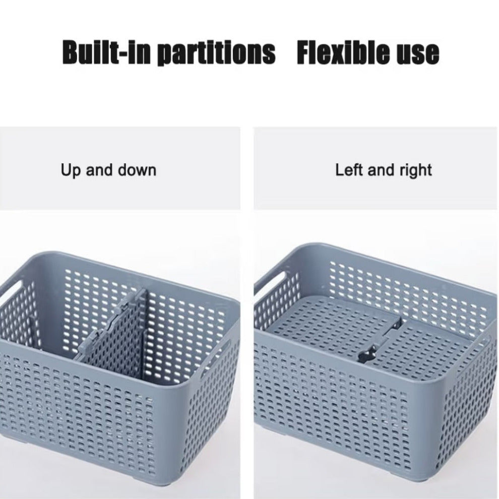 ACRYLIC AIRTIGHT STORAGE BOX W/DRAIN BASKET