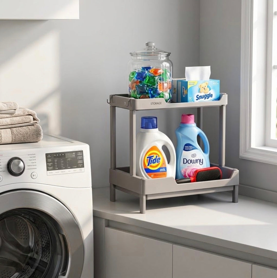 PLASTIC 2 TIER MULTI-PURPOSE STORAGE SHELVES