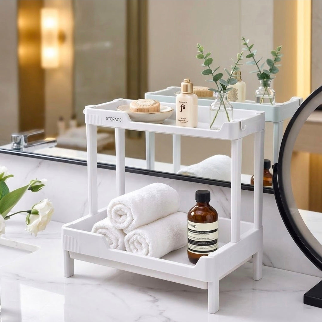 PLASTIC 2 TIER MULTI-PURPOSE STORAGE SHELVES