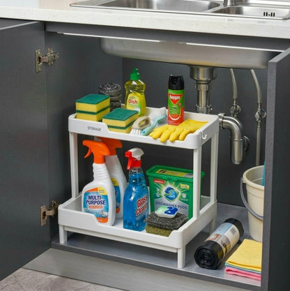 PLASTIC 2 TIER MULTI-PURPOSE STORAGE SHELVES