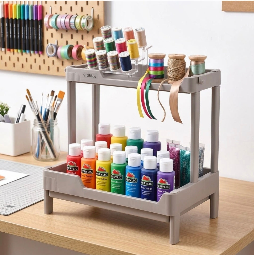 PLASTIC 2 TIER MULTI-PURPOSE STORAGE SHELVES