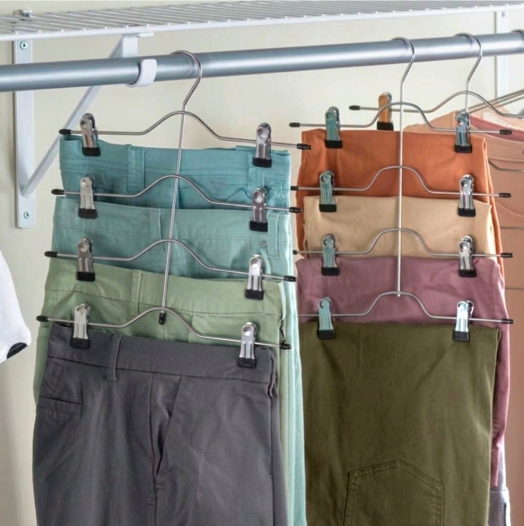 4 TIER METAL PANTS/SKIRT HANGER W/CLIPS