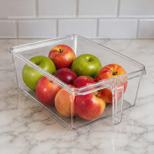 ACRYLIC FRIDGE/PANTRY STORAGE CONTAINER W/LID & HANDLE WIDE