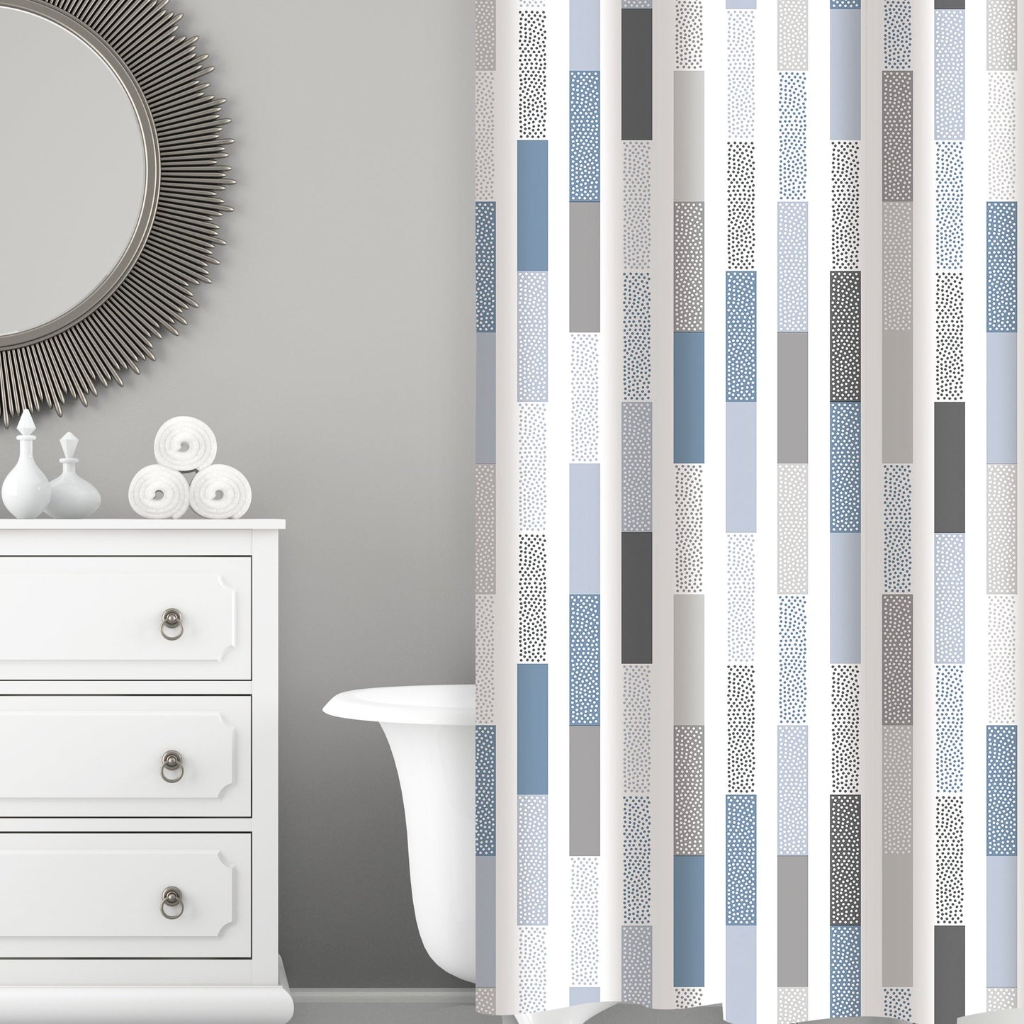 SHOWER CURTAIN PEVA STAGGERED DESIGN