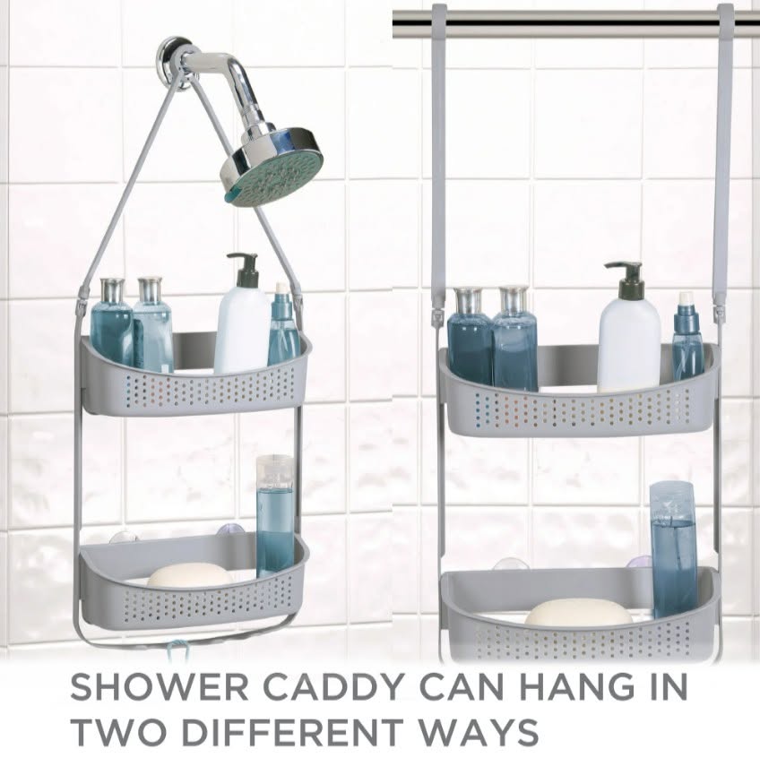 CONVERTIBLE/ FLEXIBLE SHOWER CADDY GREY