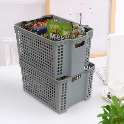 STACKABLE PLASTIC STORAGE BASKET AST