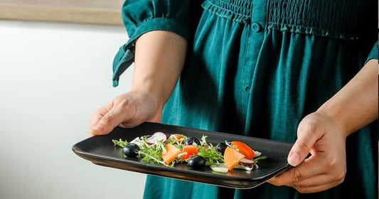 RECTANGULAR CERAMIC FLAT PLATE 9" BLACK