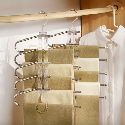 5 RACK METAL/PLASTIC SPACE SAVING PANTS HANGER