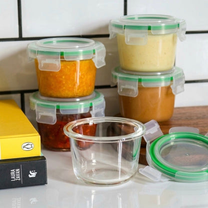MINI AIRTIGHT GLASS CONTAINER ROUND 5.07oz
