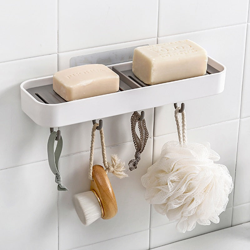 JS ADHESIVE MULTIFUNCTIONAL SOAP DISH WHITE