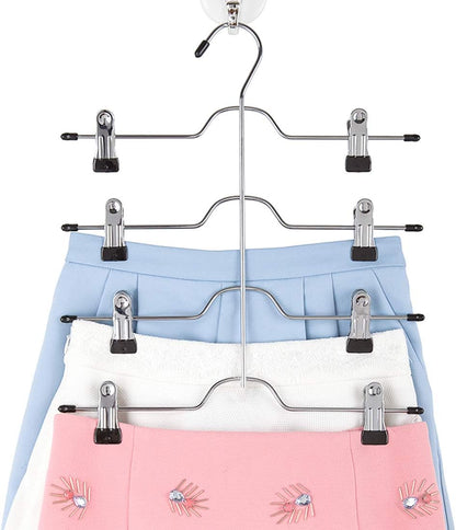 4 TIER METAL PANTS/SKIRT HANGER W/CLIPS
