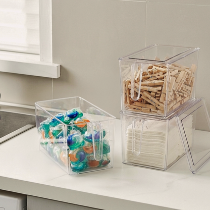 ACRYLIC STORAGE CONTAINER W/LID & HANDLE