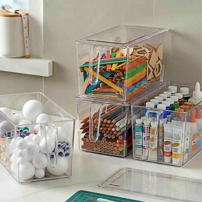 ACRYLIC STORAGE CONTAINER W/LID & HANDLE