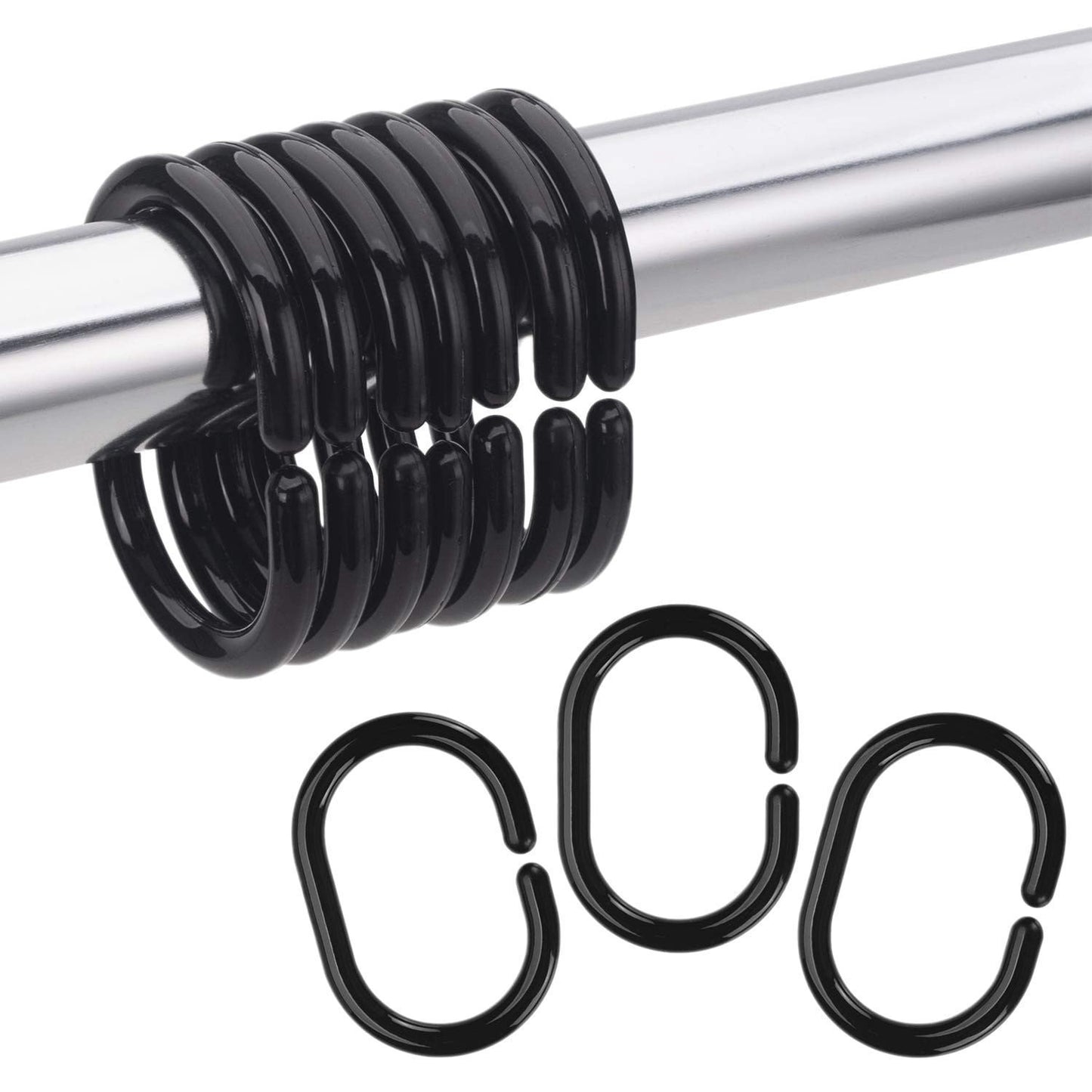 12PK PLASTIC SHOWER CURTAIN HOOKS