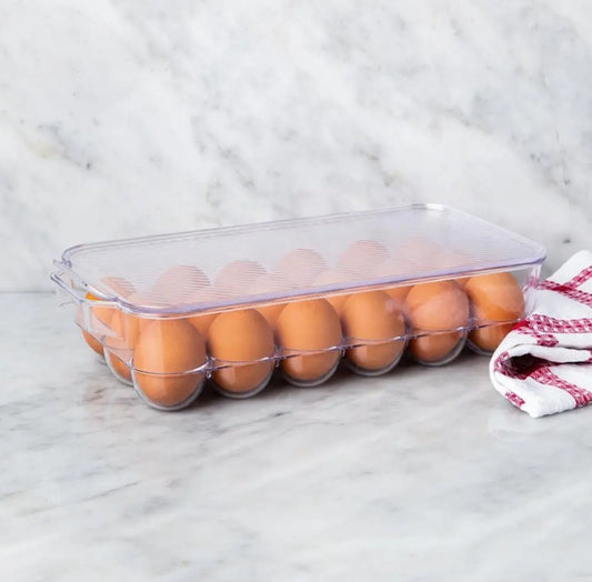 ACRYLIC 18CT EGG HOLDER W/LID