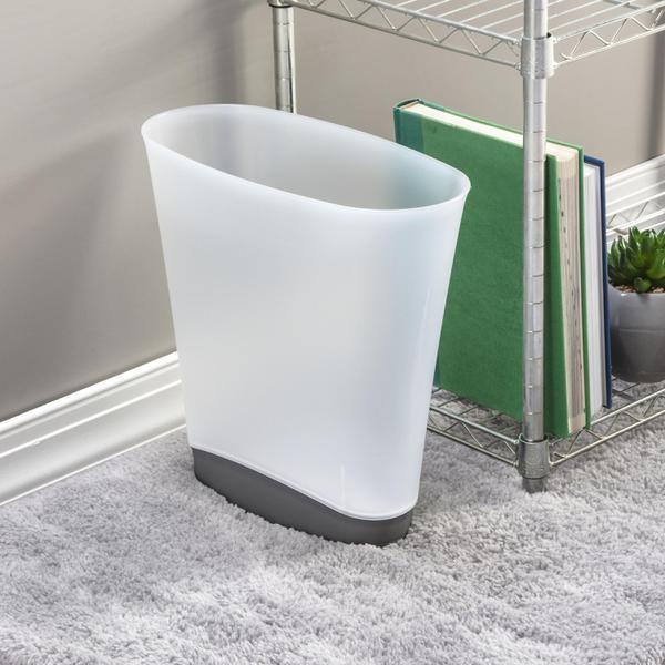 STERILITE 2.4GAL SLIM WASTEBASKET FROSTED WHITE