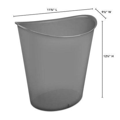 STERILITE 3GAL OVAL WASTEBASKET GREY