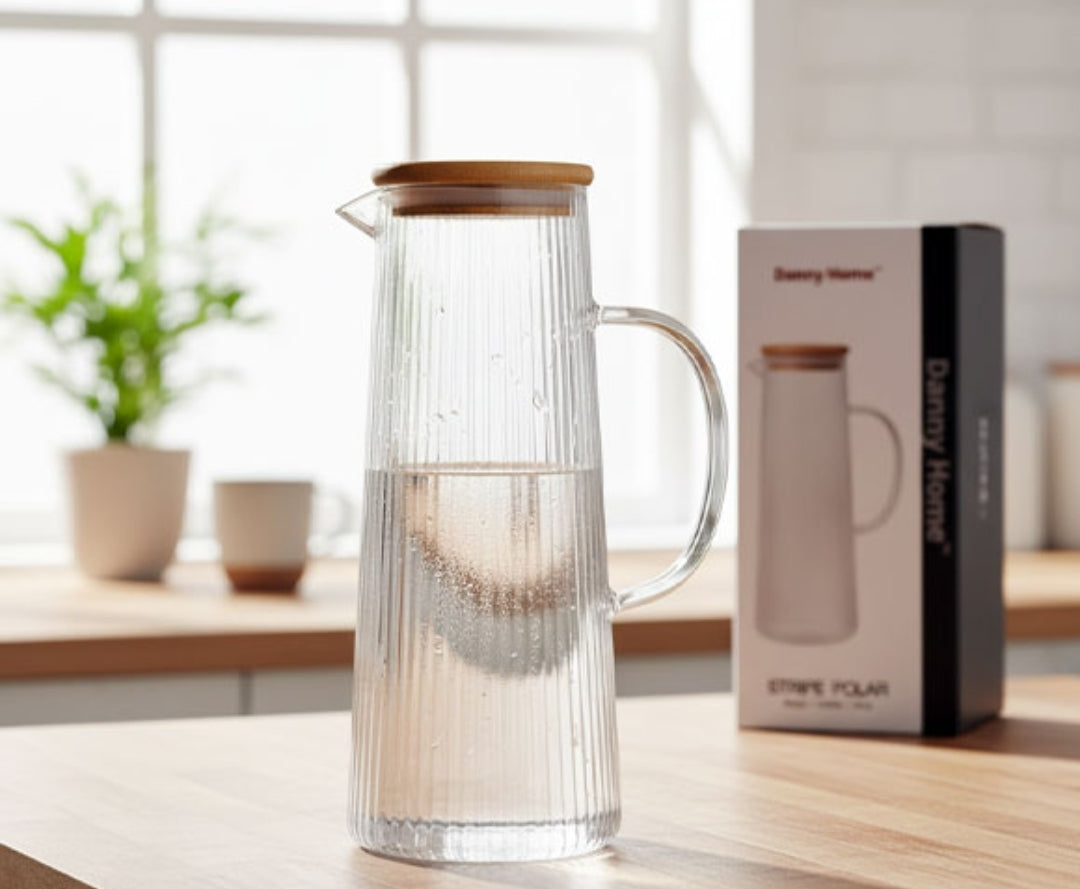 GLASS PITCHER W/LID 1200ML