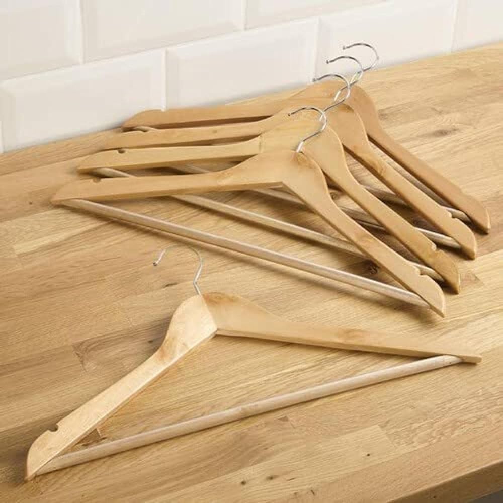 RHINORACK 5PK WOODEN HANGERS NATURAL