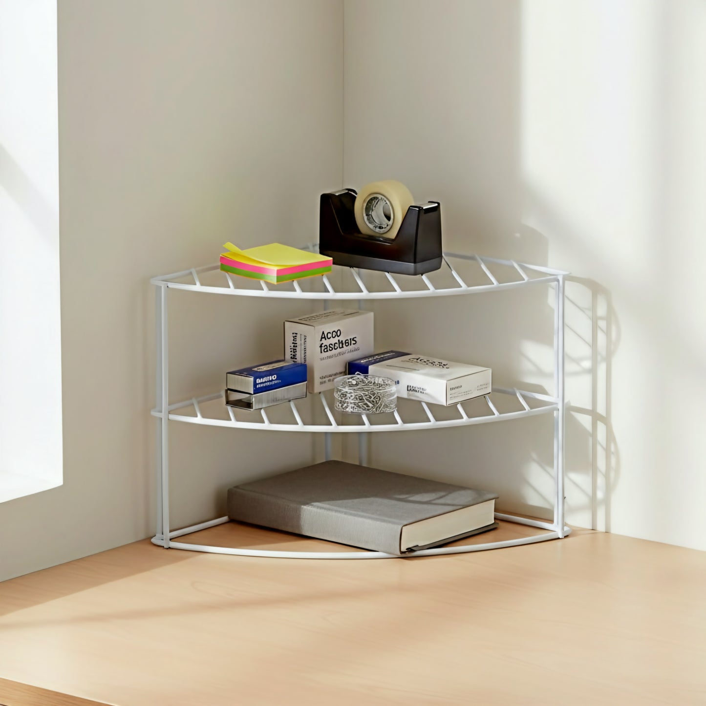2 TIER CORNER PANTRY SHELF WHITE
