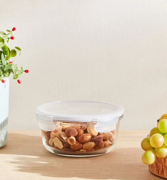 DH ROUND 2.5" GLASS STORAGE CONTAINER CLEAR 635ml