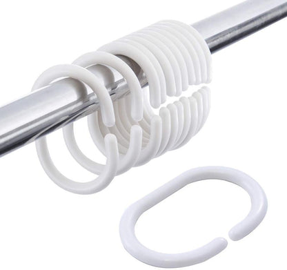 12PK PLASTIC SHOWER CURTAIN HOOKS
